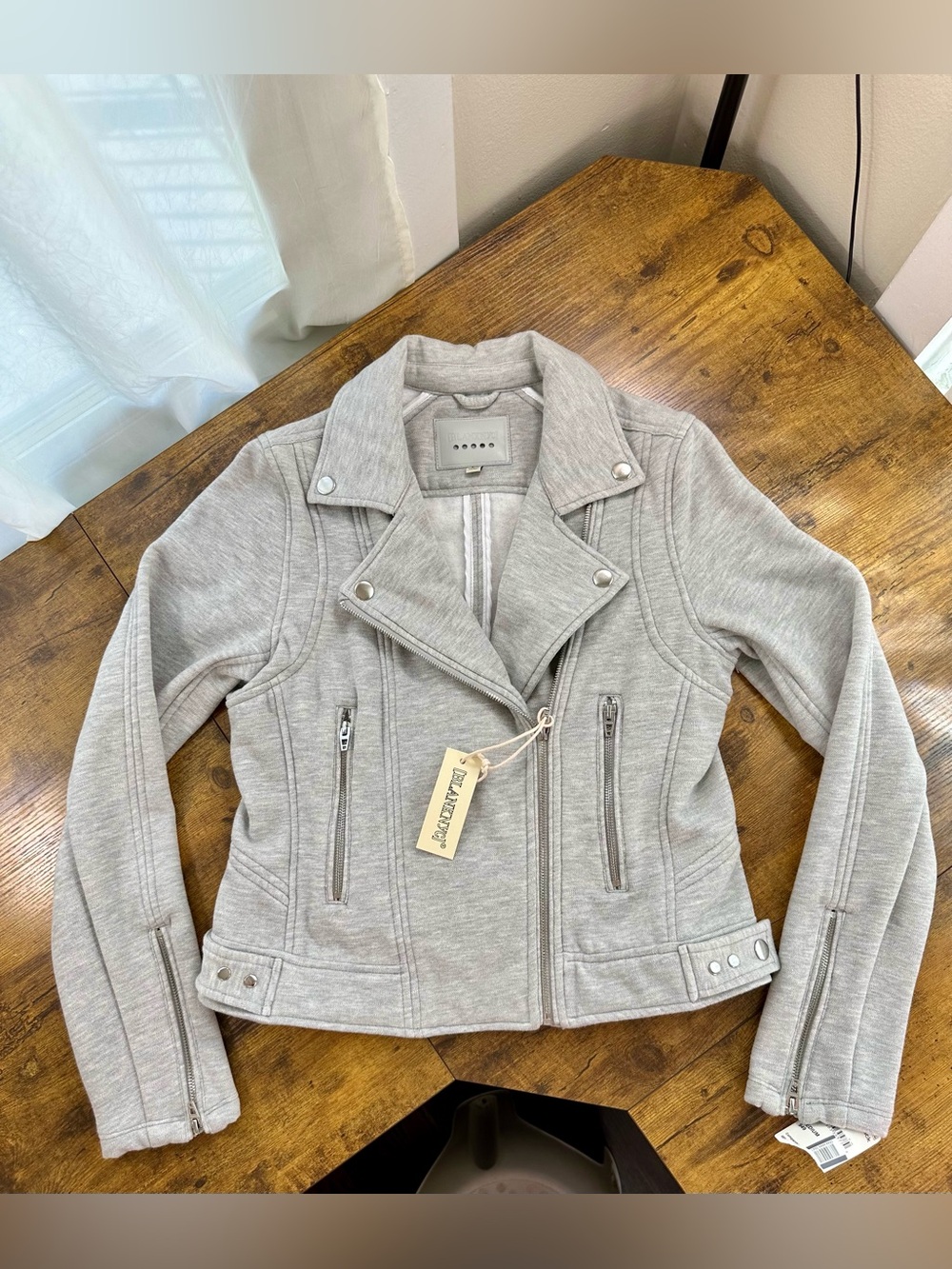 Blank NYC Moto Sweatshirt Jacket, Cloud Grey, Medium - Picture 6 of 14